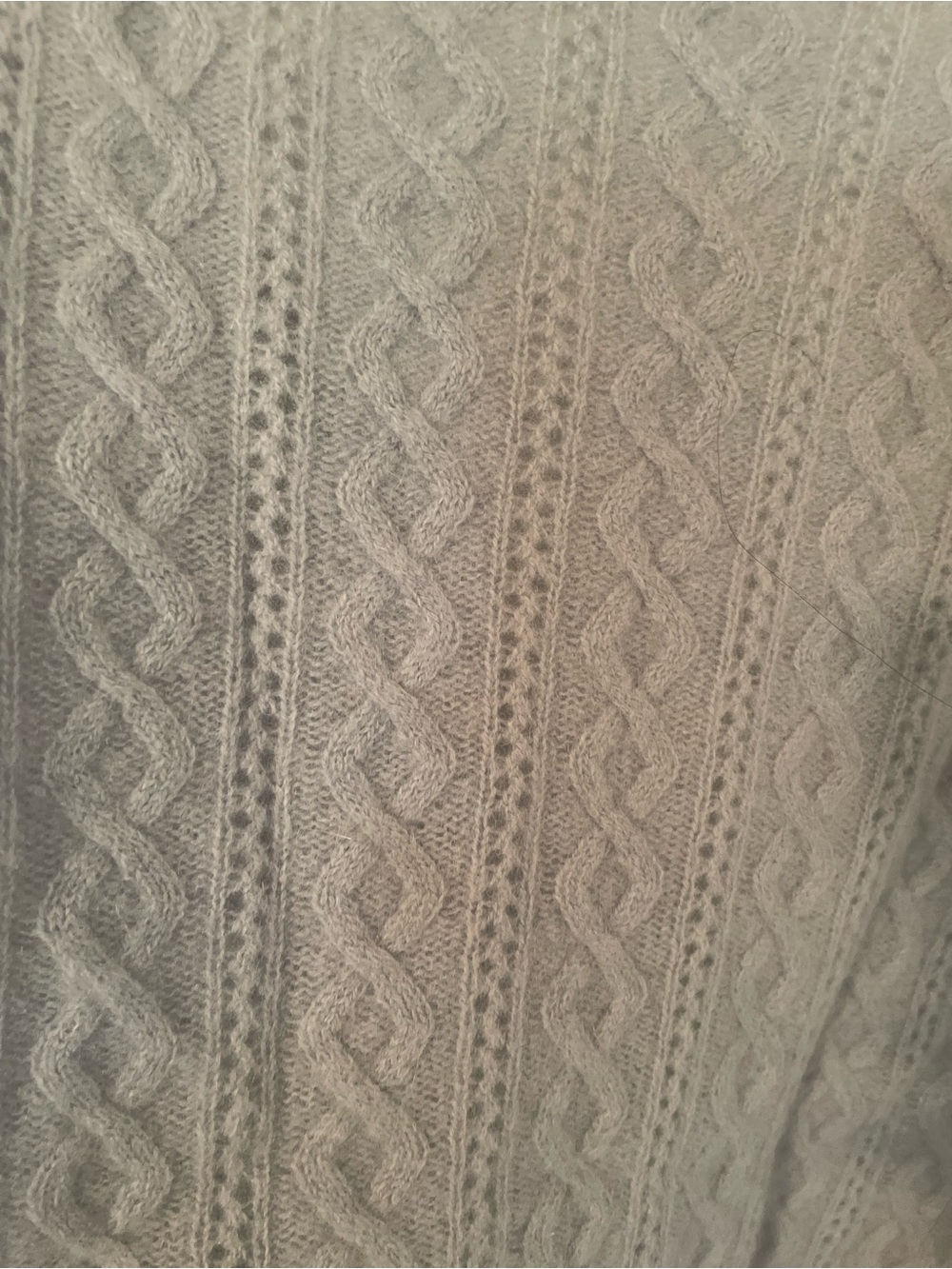 Cashmere Light Blue Cable V-Neck Sweater - Picture 4 of 4